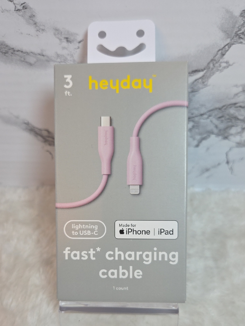 heyday Pink Lightning to USB-C Fast Charging Cable - 3 ft NWT